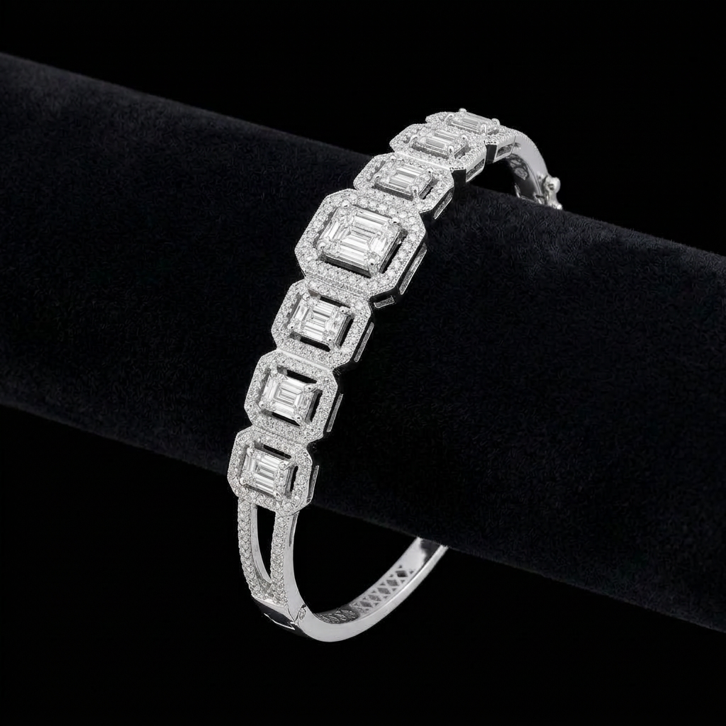 Baguette Halo Bangle