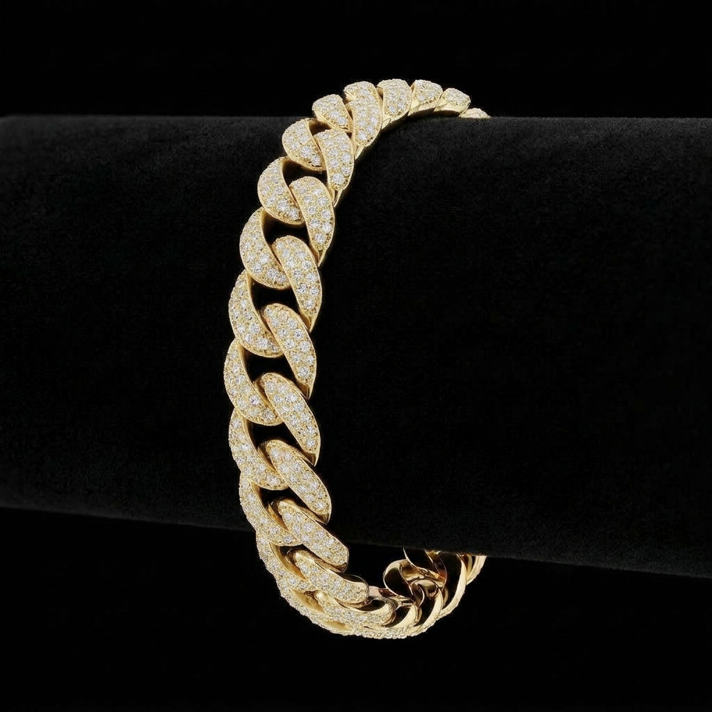 Gold Pavé Cuban Bracelet