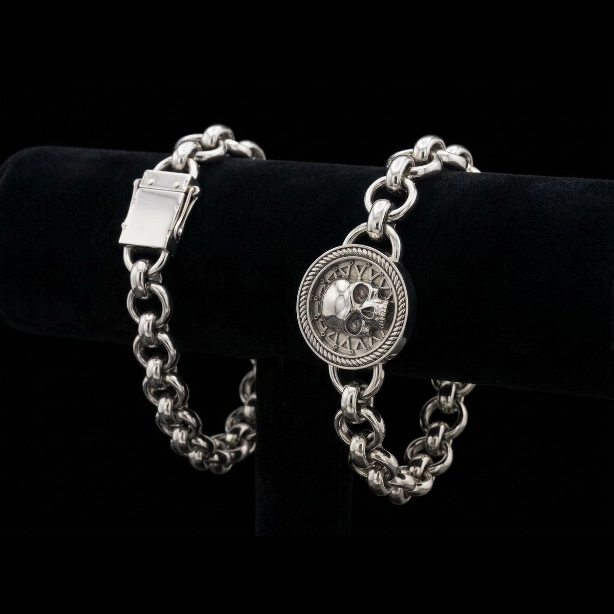 Skull Medallion Rolo Bracelet