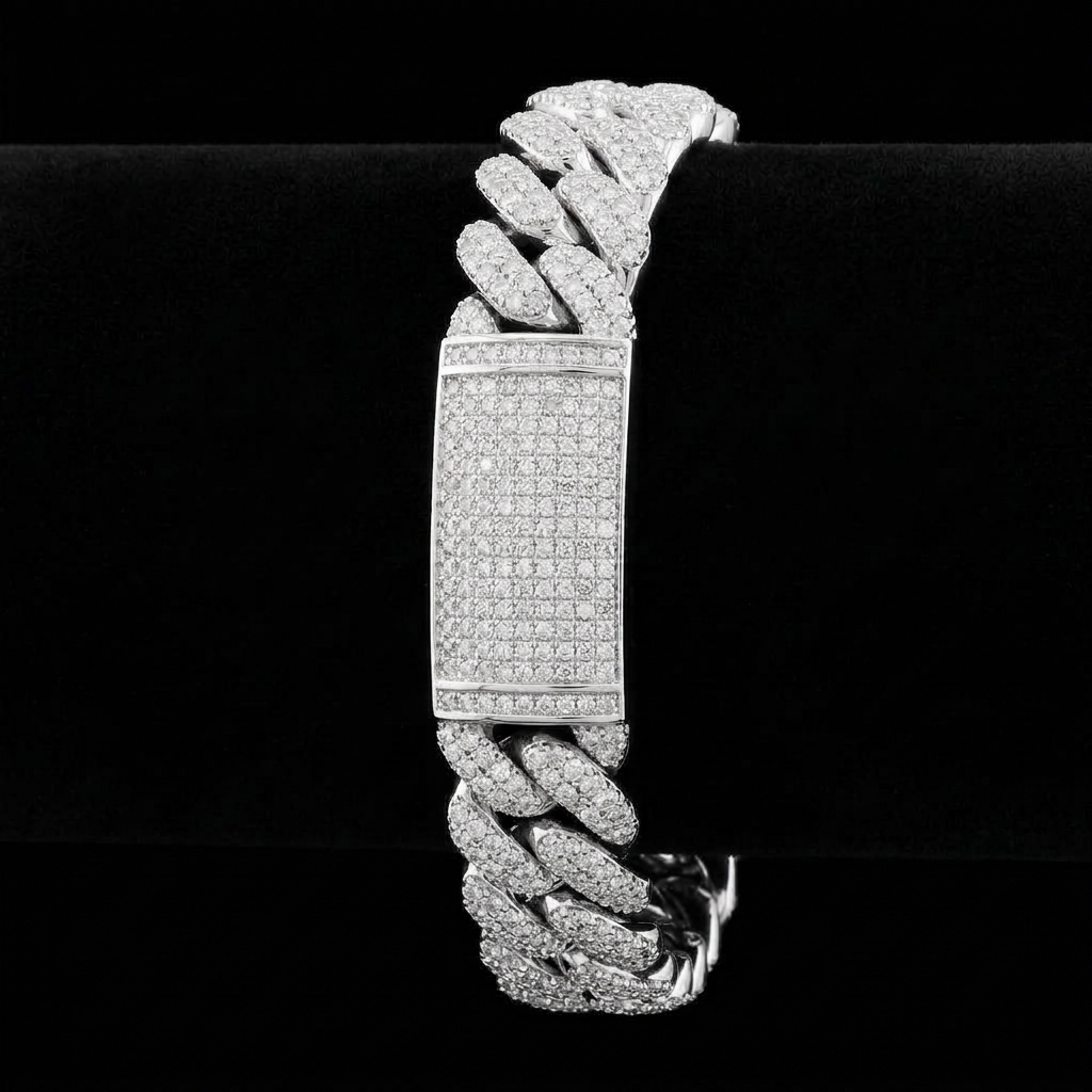 Sterling 12mm Iced Cuban Bracelet