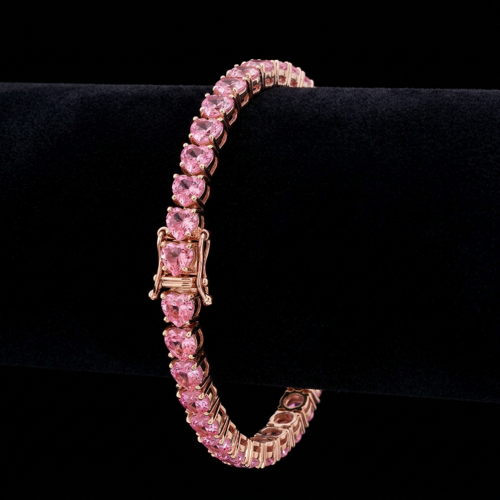 Pink Heart Tennis Bracelet