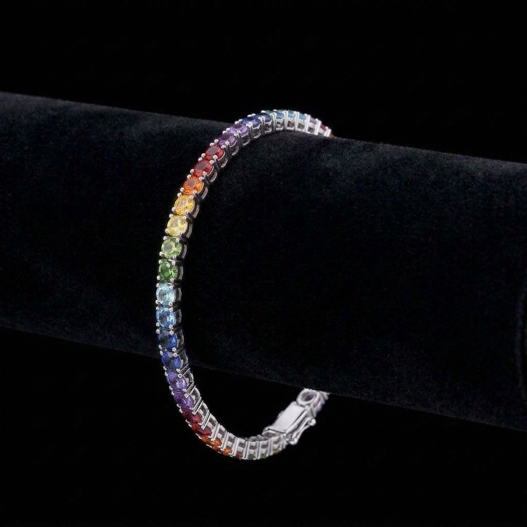 Rainbow Sapphire Tennis Bracelet