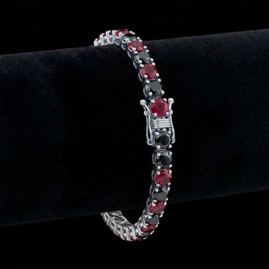 Ruby & Black Tennis Bracelet