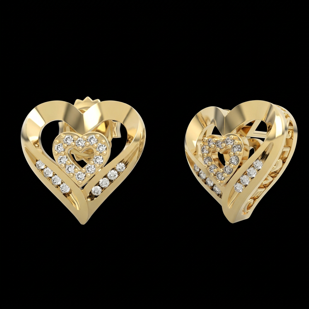 Double Heart Studs