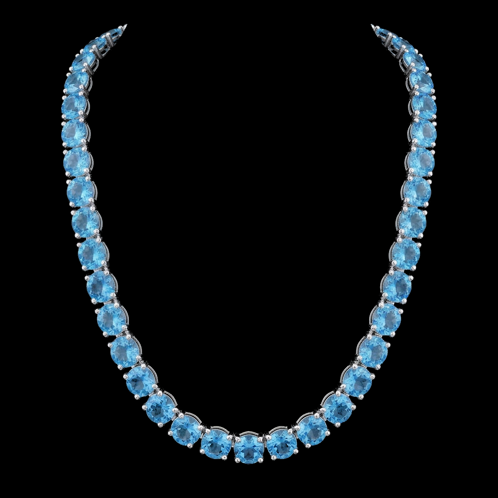 Blue Topaz 6mm Tennis Necklace