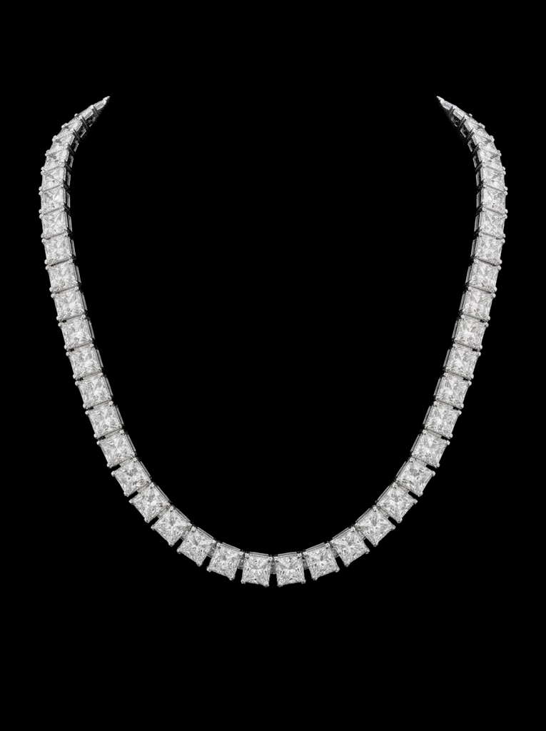 Princess Cut Tennis Necklace