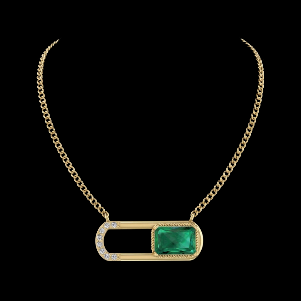 Emerald Capsule Pendant Necklace