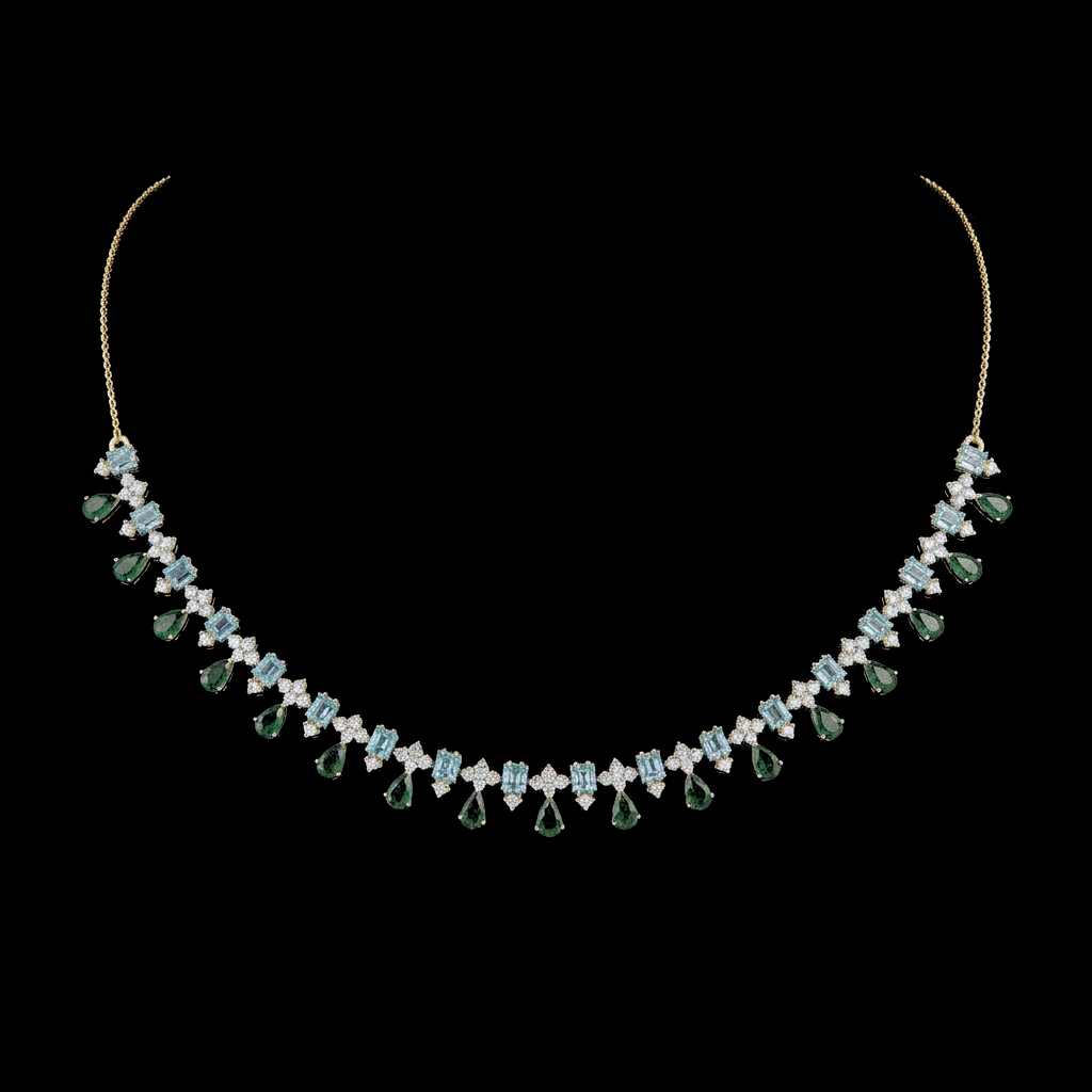 Emerald & Topaz Fringe Necklace