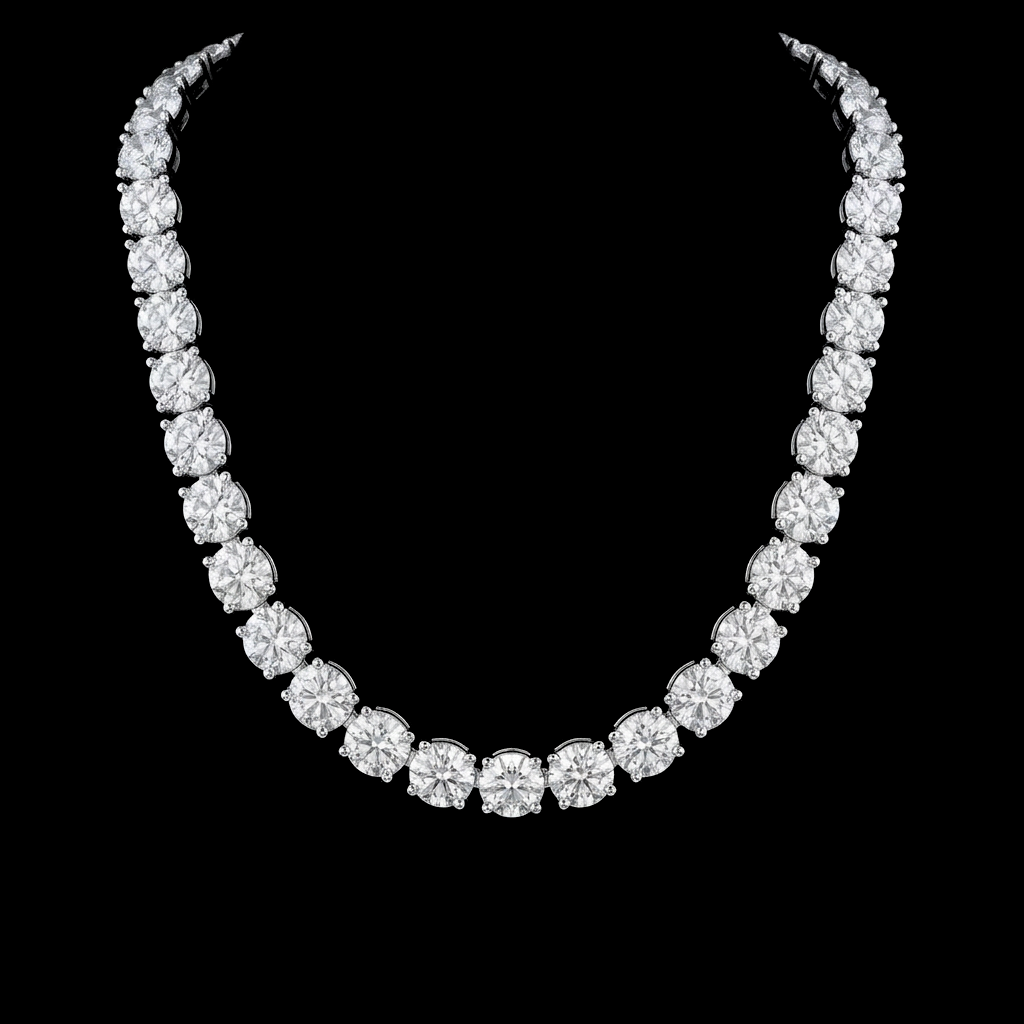 Four Prong Sterling Tennis Necklace