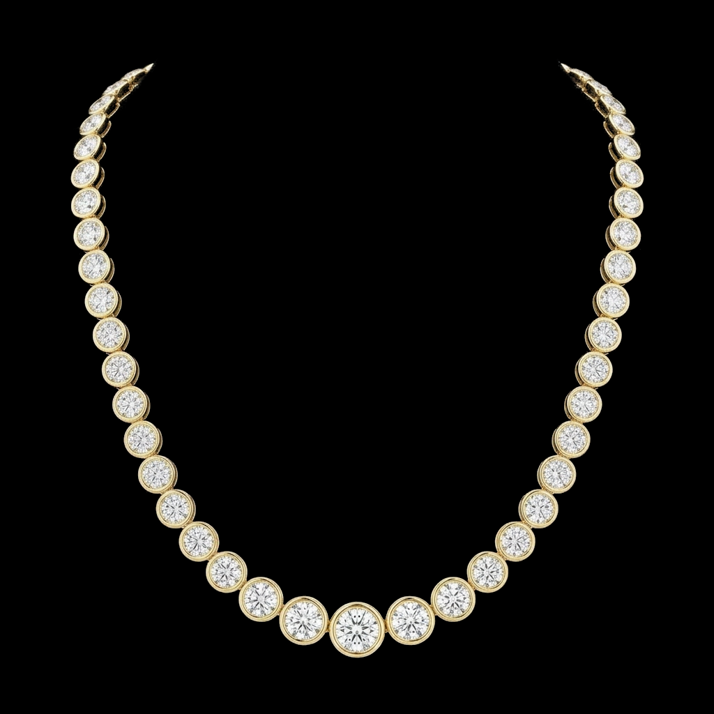 Gold Bezel Tennis Necklace