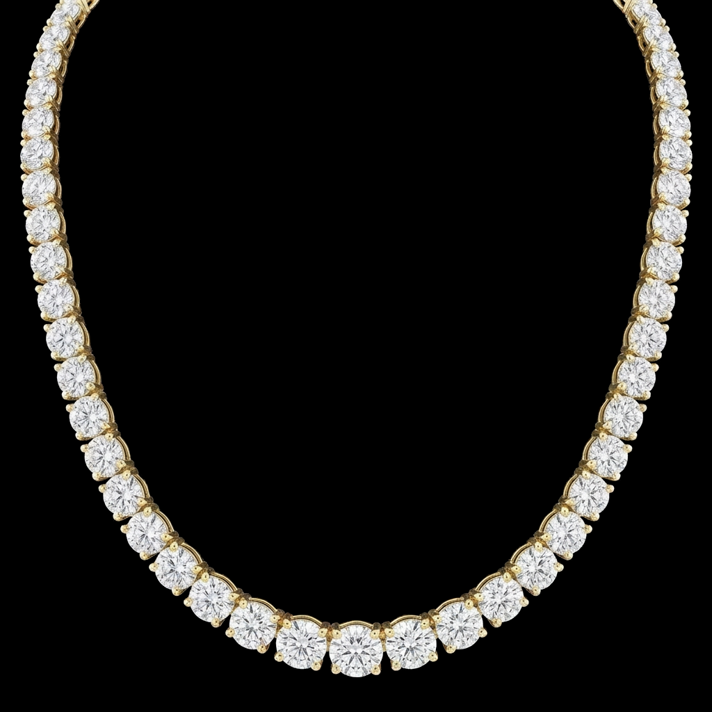 Gold Round Tennis Necklace