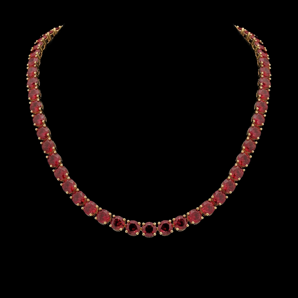 Gold Ruby Tennis Necklace