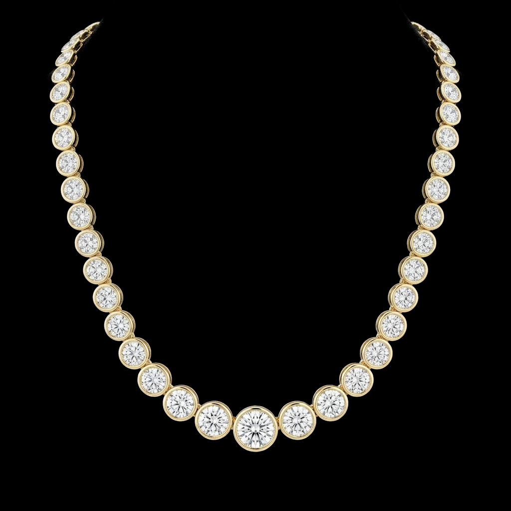Graduated Bezel Tennis Necklace