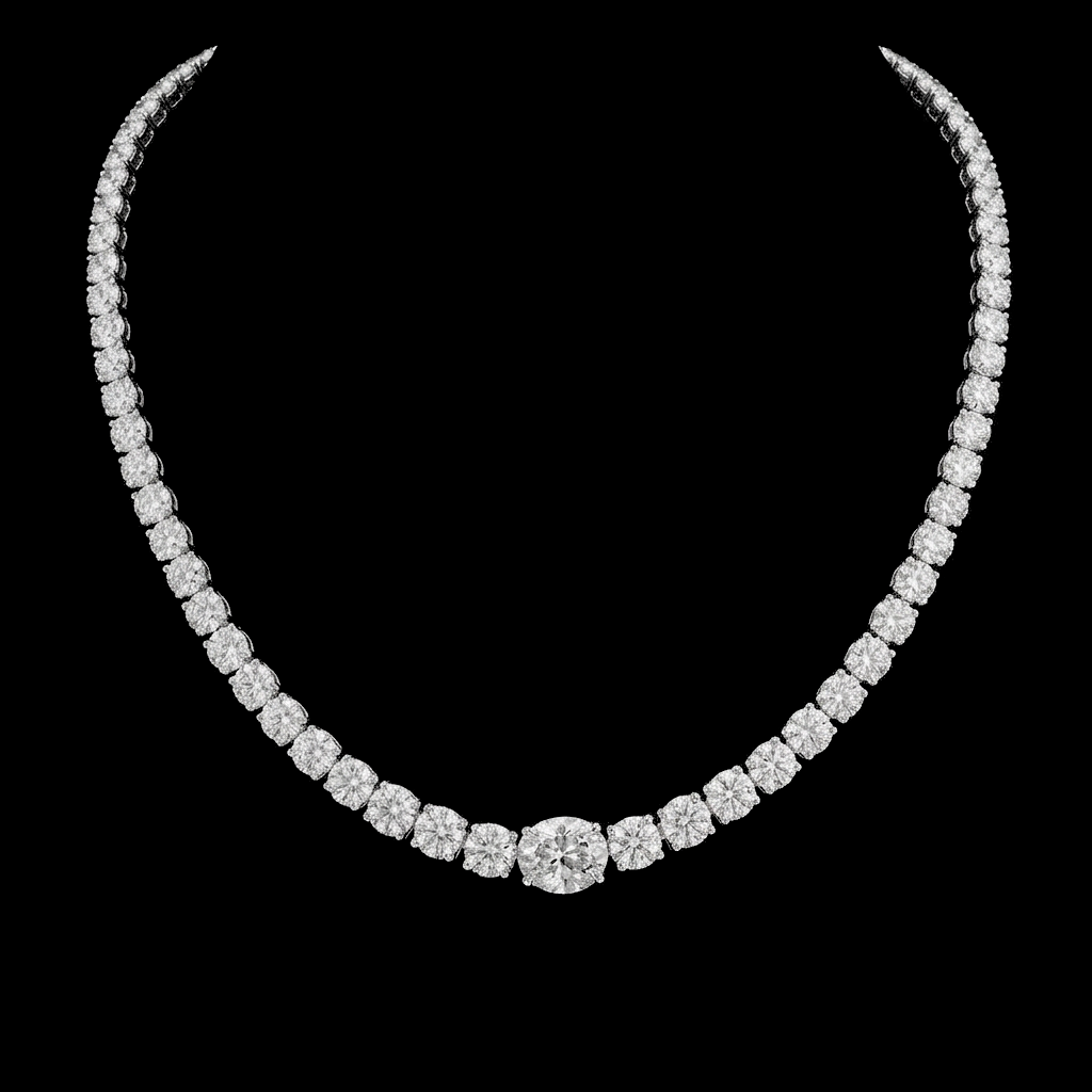 Graduated Sterling Tennis Necklace