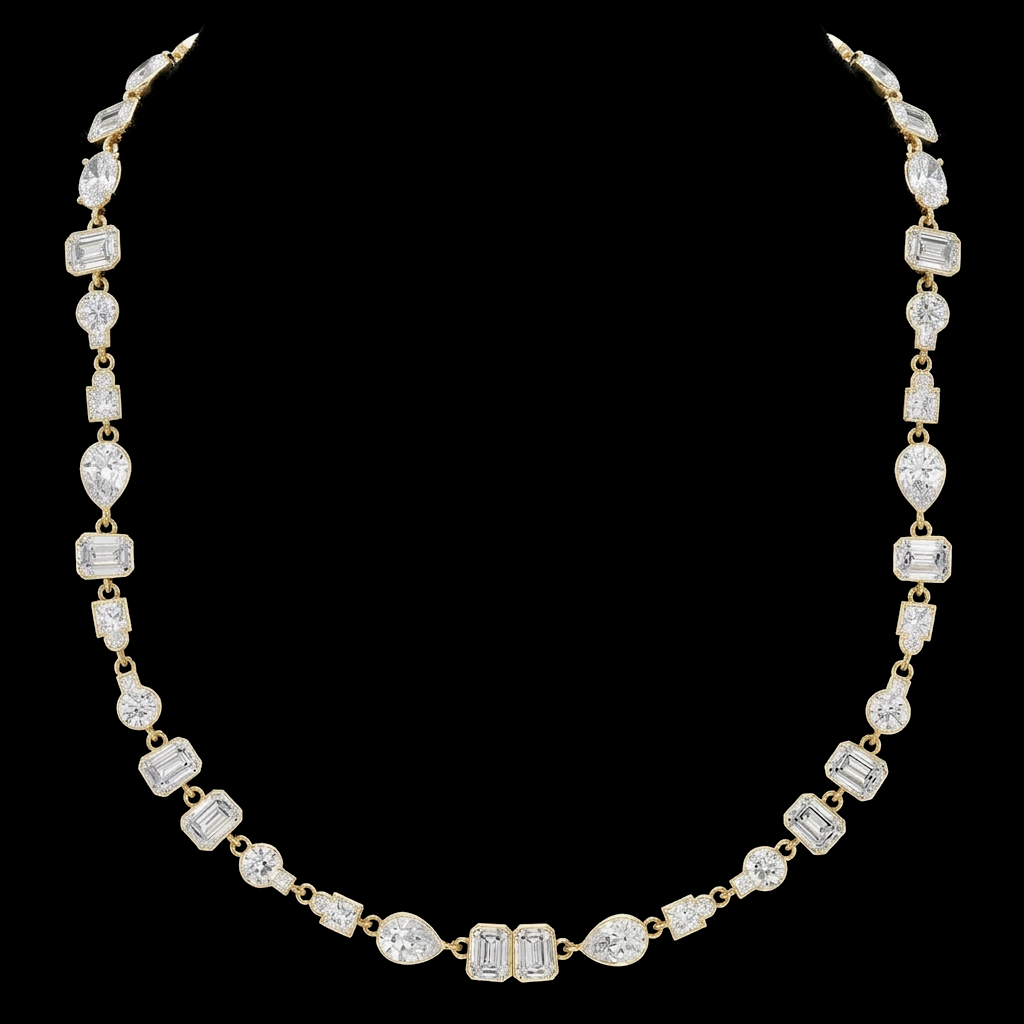 Mixed Cut Station Necklace