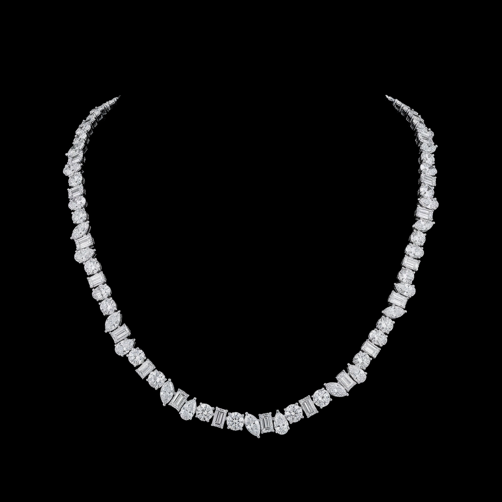 Mixed Cut Tennis Necklace