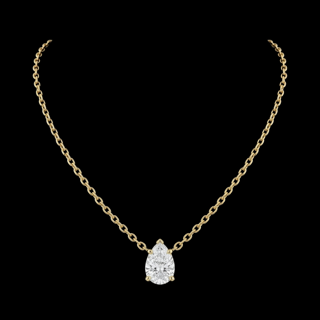 Pear Solitaire Chain Necklace