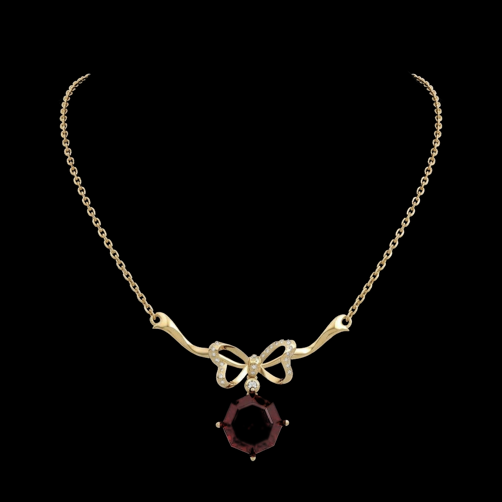 Ruby Bow Drop Necklace