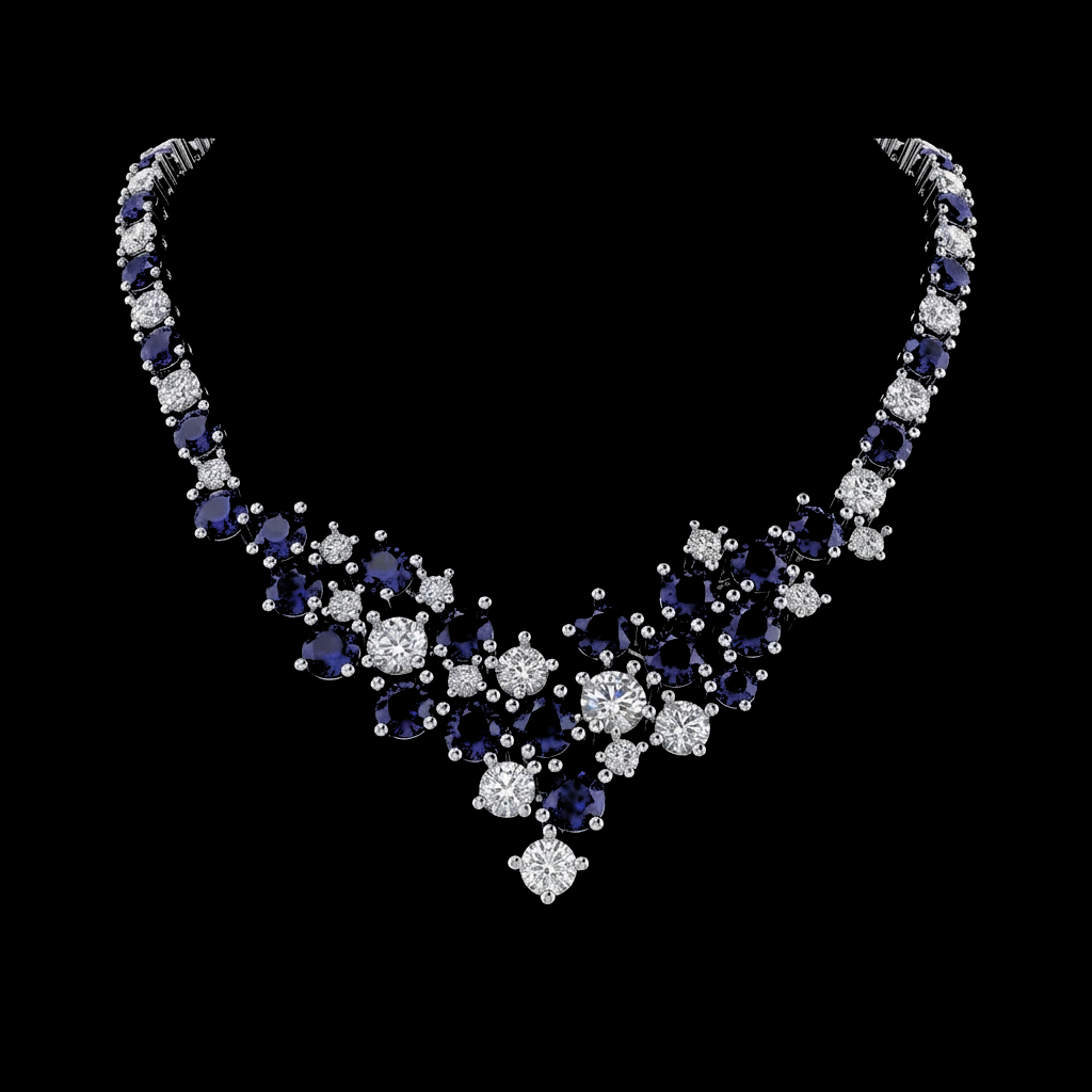 Sapphire Cluster V Necklace