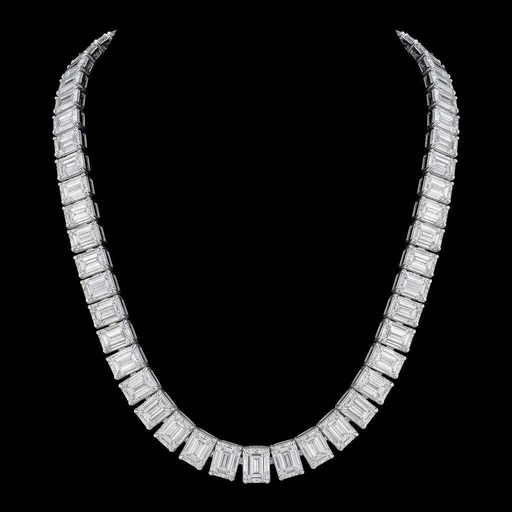 Emerald Cut Tennis Necklace