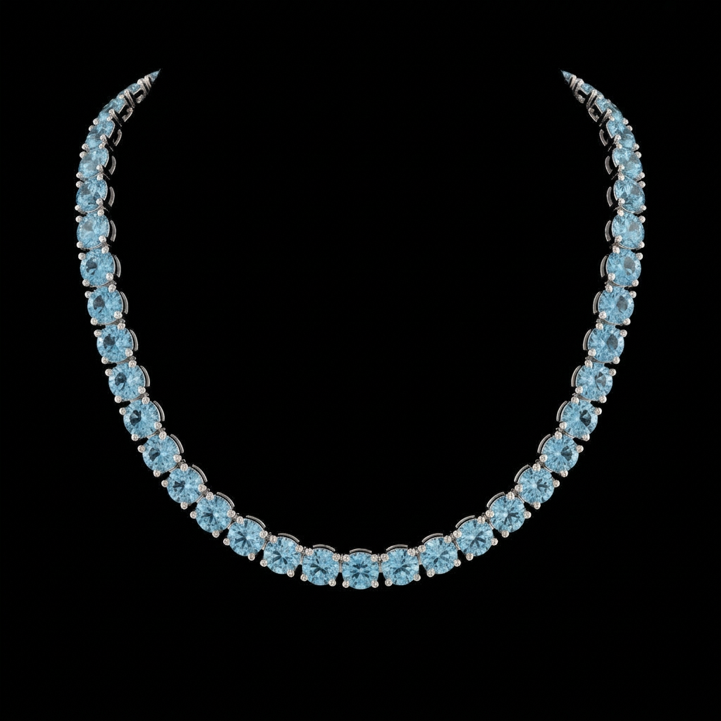 Aquamarine Tennis Necklace