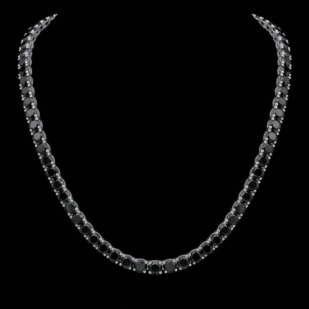 Black Diamond Tennis Necklace
