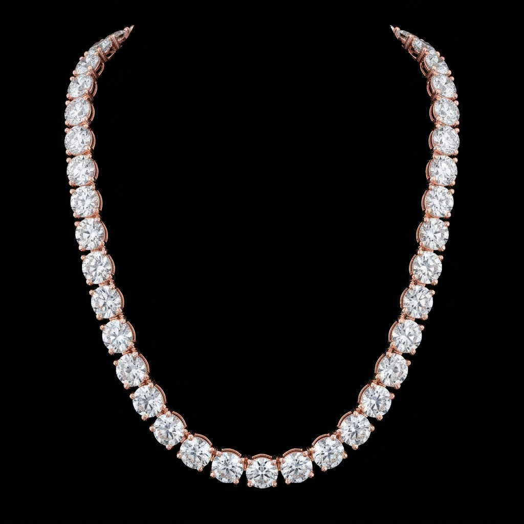 Diamond Tennis Necklace (Rose)