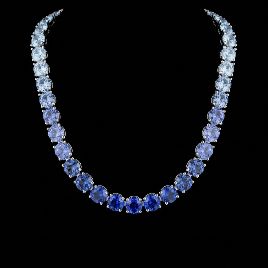 Ombré Blue Tennis Necklace