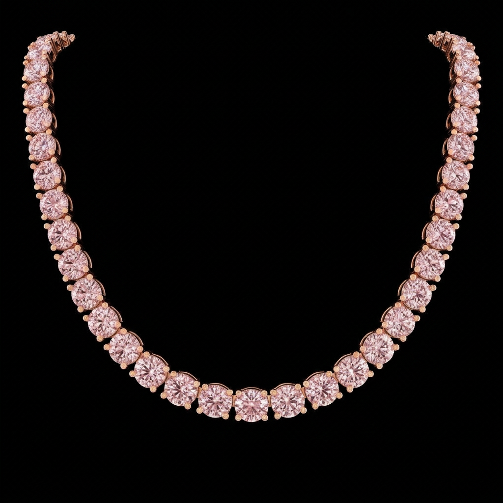Pink Diamond Tennis Necklace