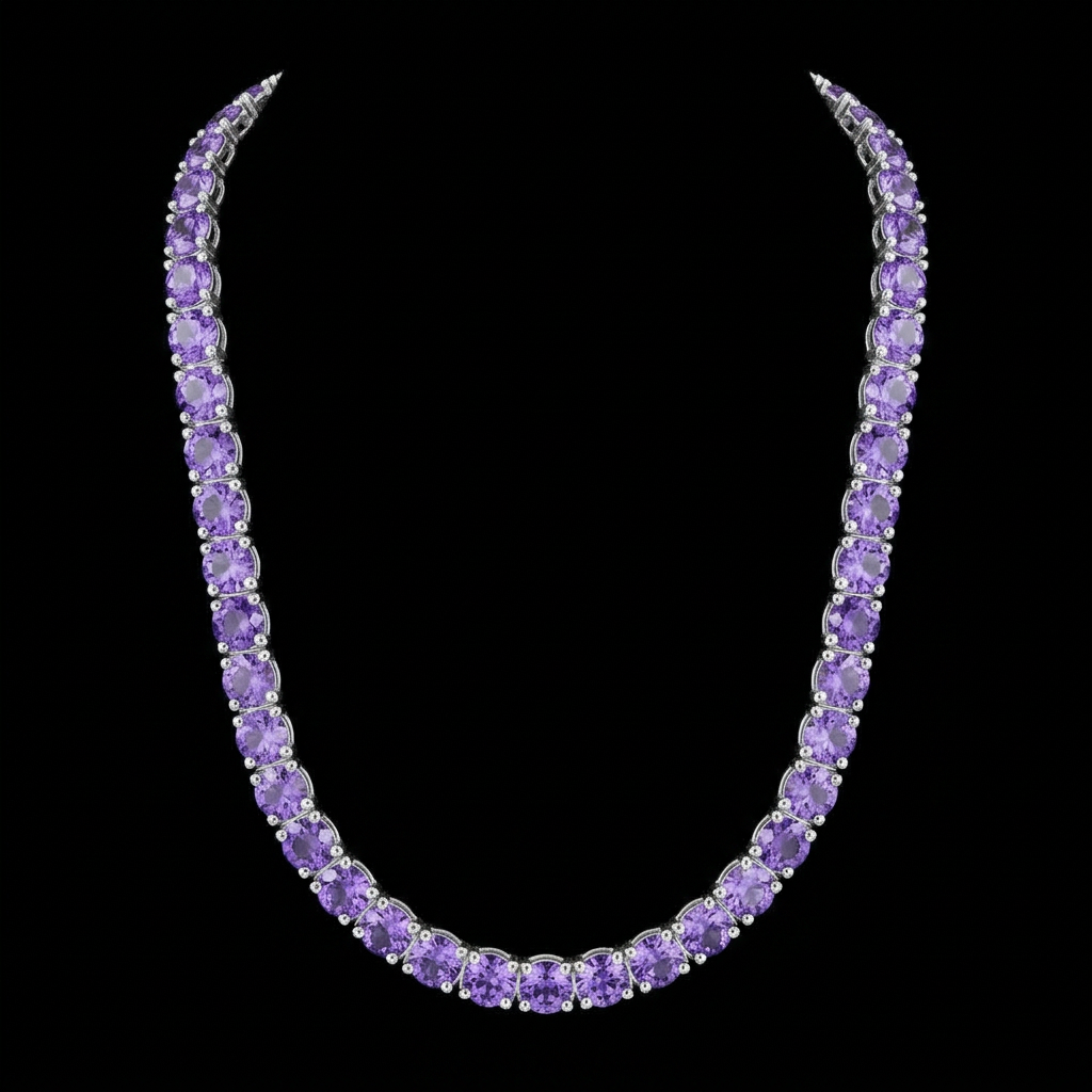 Purple Sapphire Tennis Necklace
