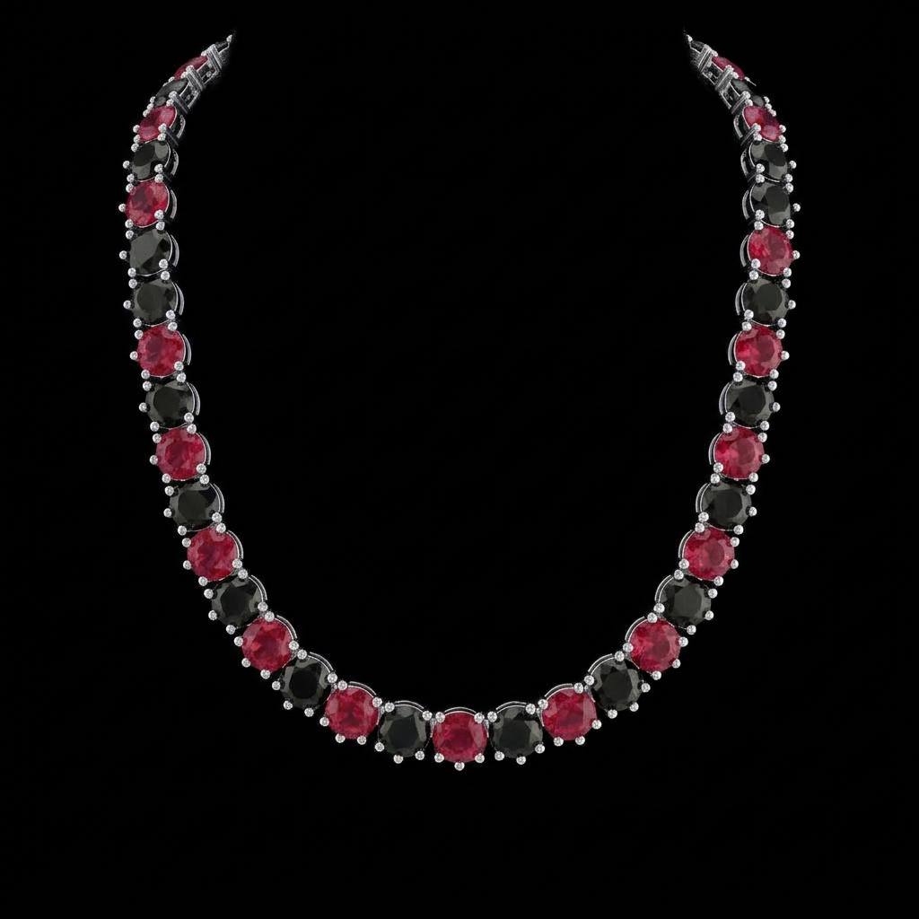 Ruby & Black Tennis Necklace