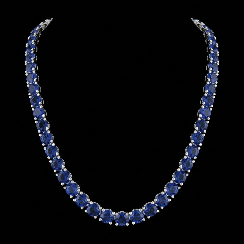 Royal Sapphire Tennis Necklace