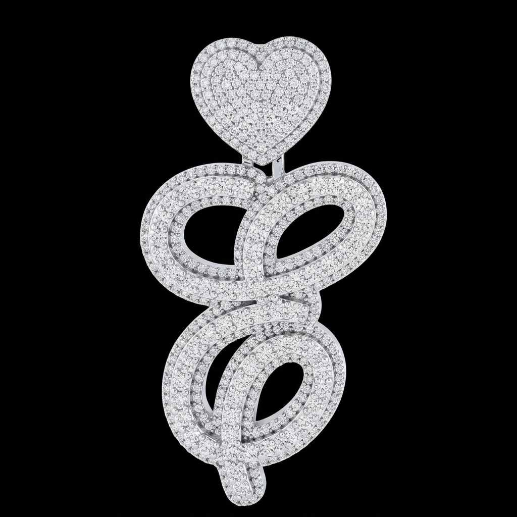 Any Letter Cursive Heart Initial Pendant