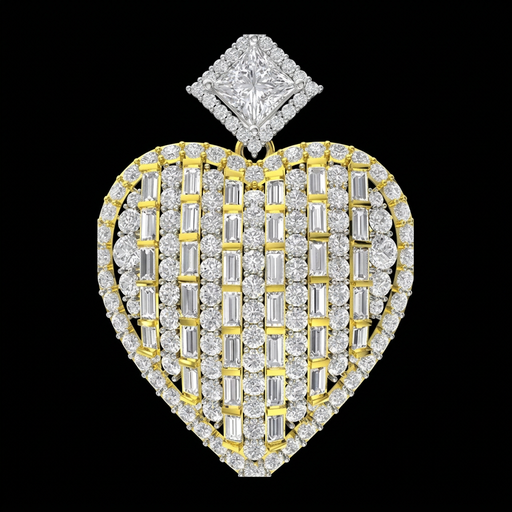 Baguette Heart Pendant