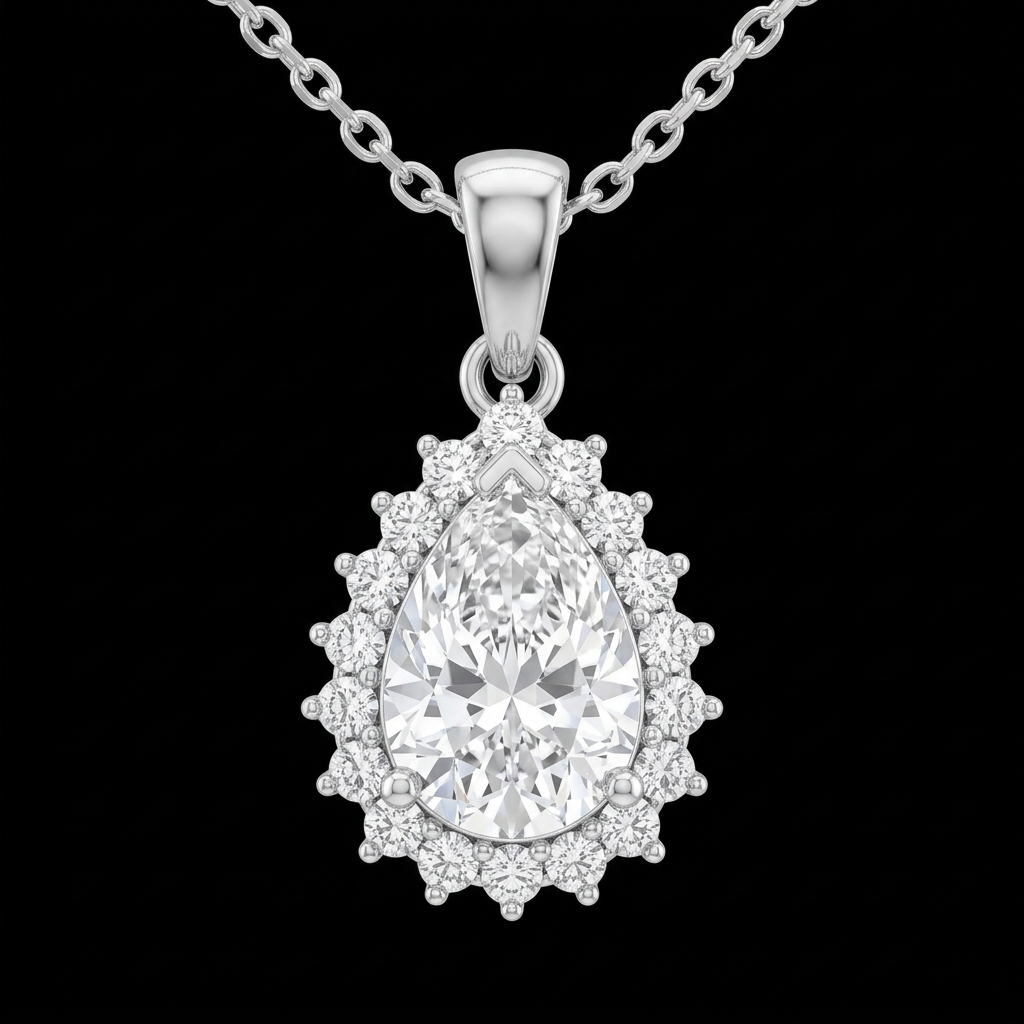 Classic Pear Halo Pendant