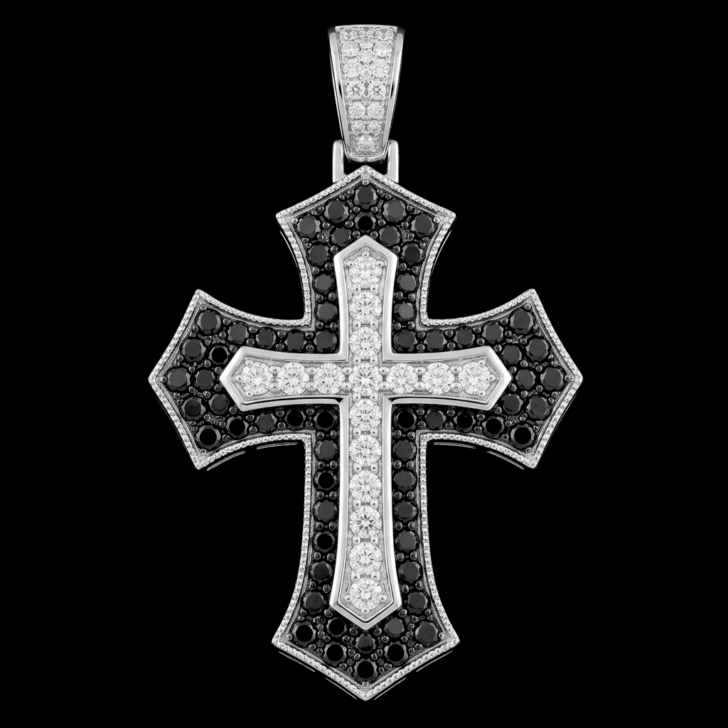 Black Flared Gothic Cross Pendant