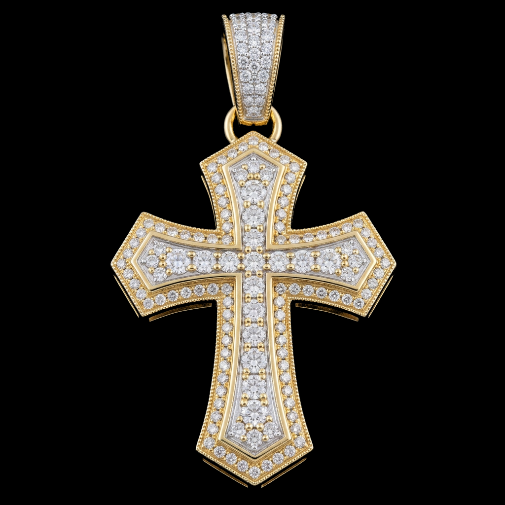 Gold Gothic Cross Pendant