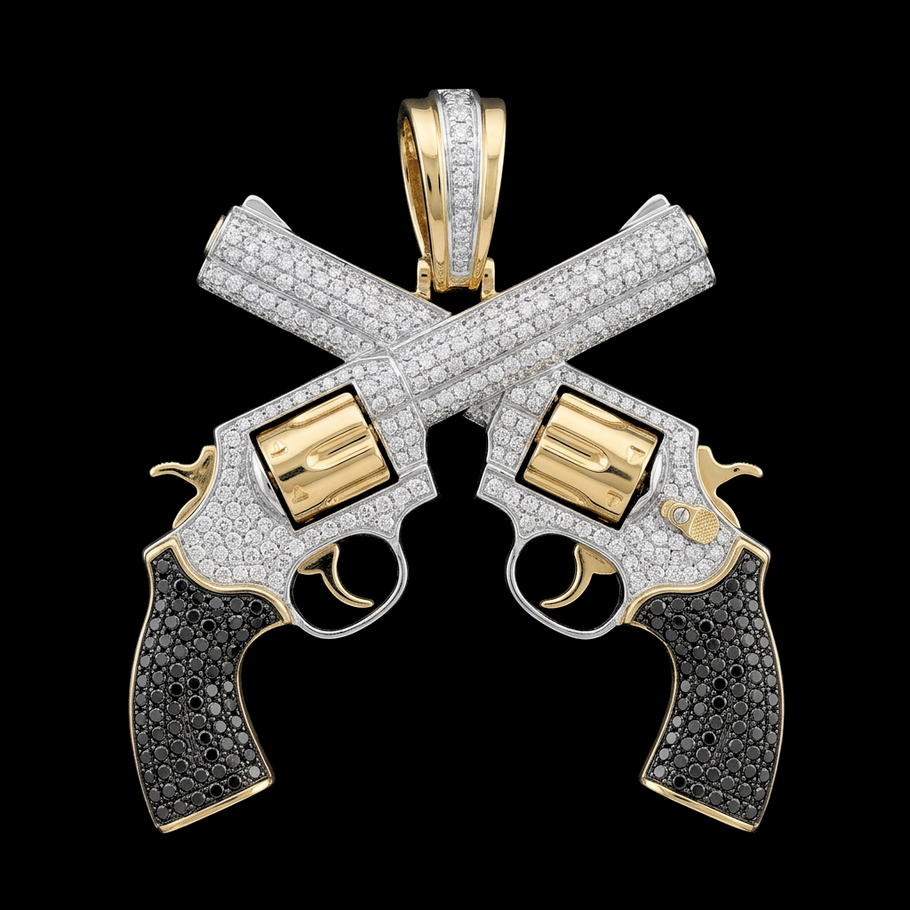 Crossed Revolvers Pendant