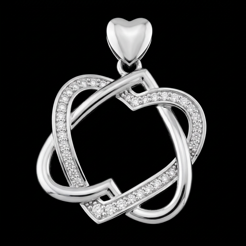 Entwined Silver Hearts Pendant