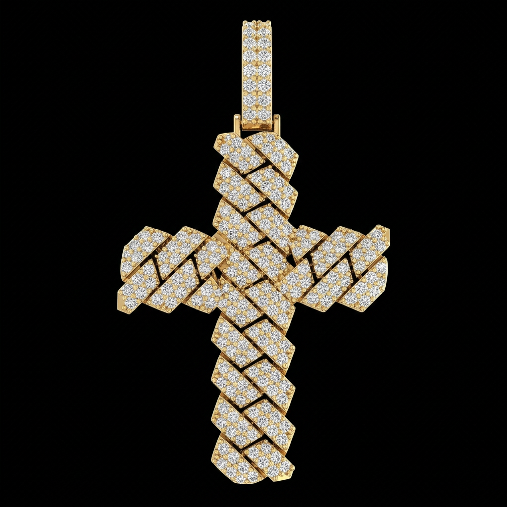 Iced Cuban Link Cross Pendant
