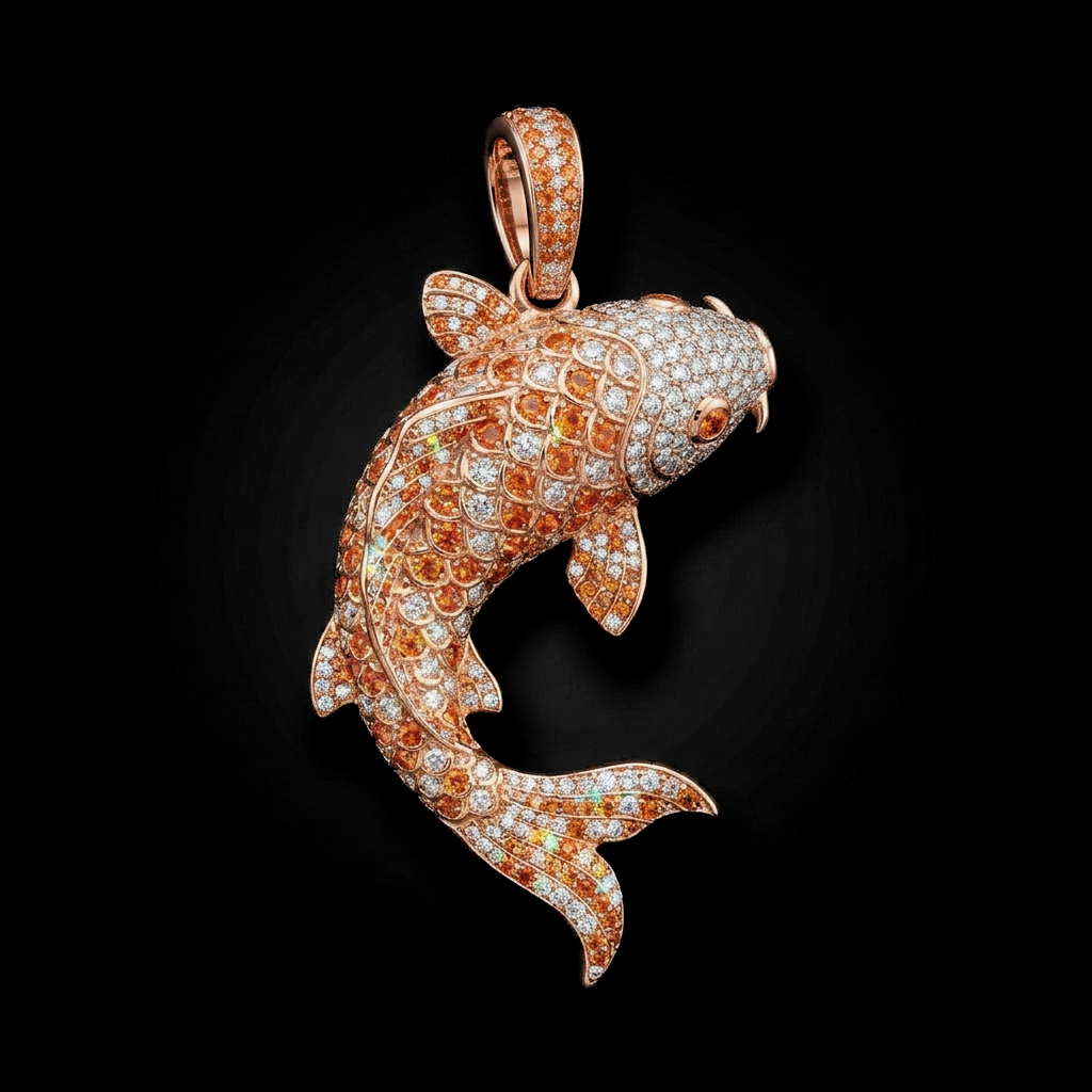 Iced Koi Fish Pendant