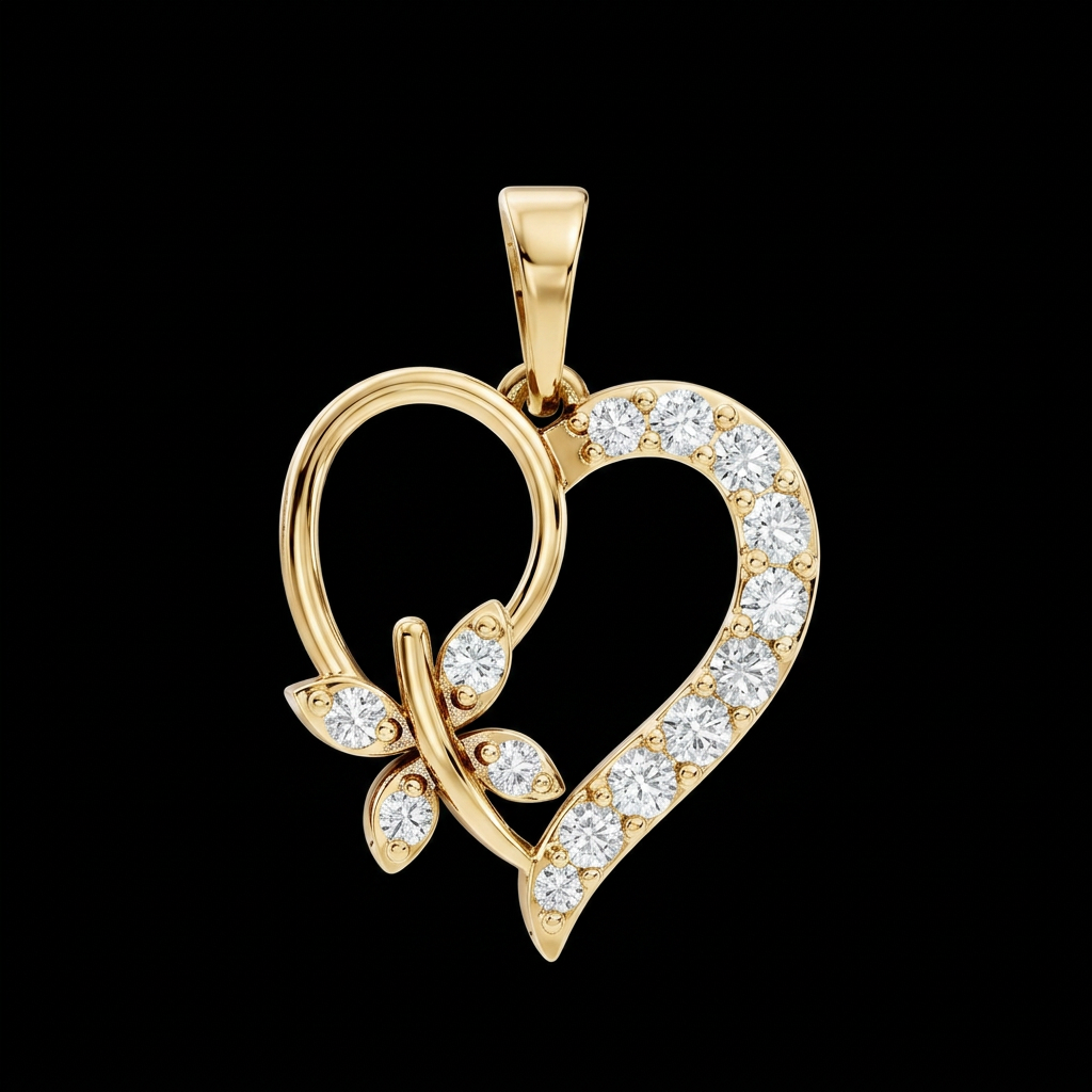 Leaf Accent Heart Pendant