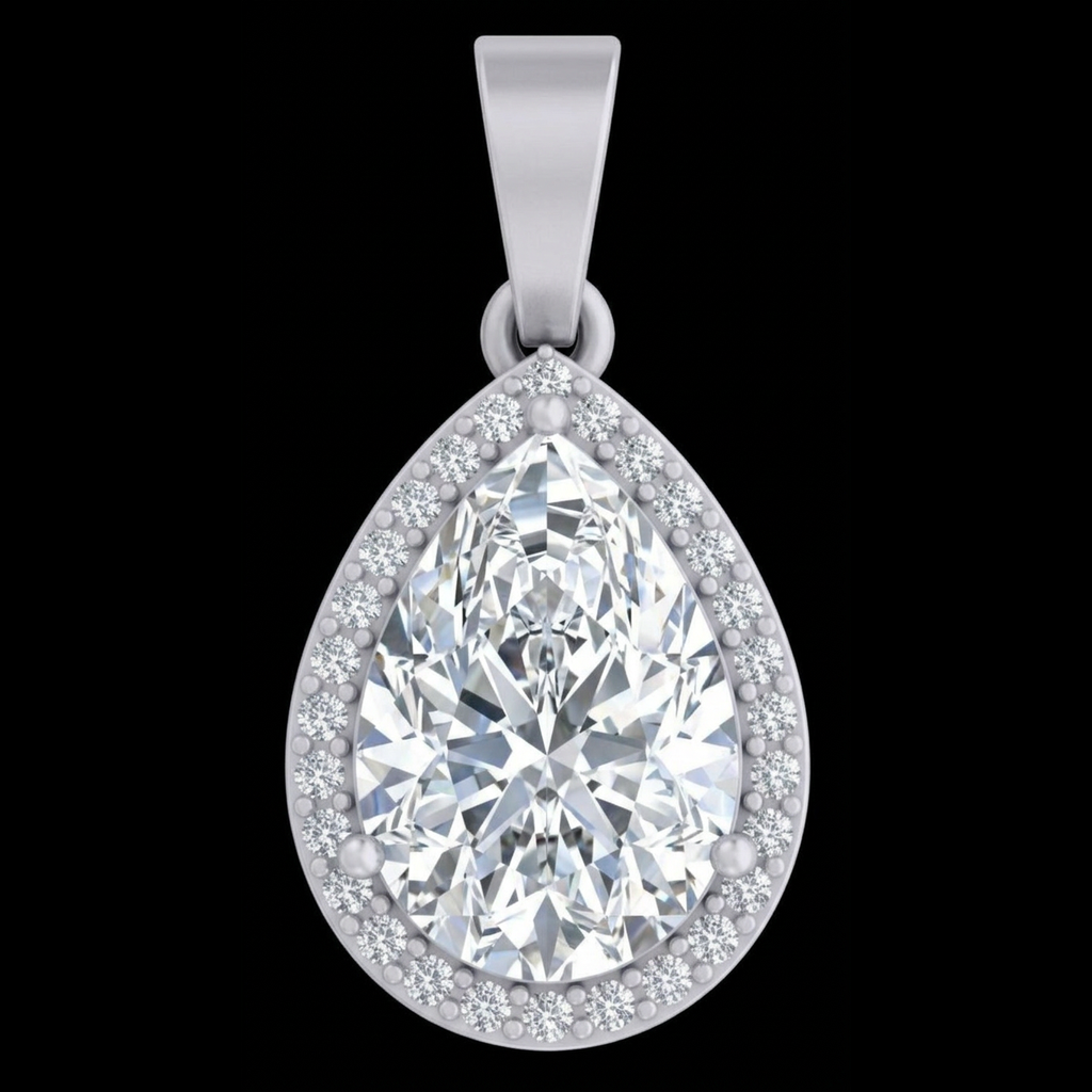 Pear Halo Diamond Pendant