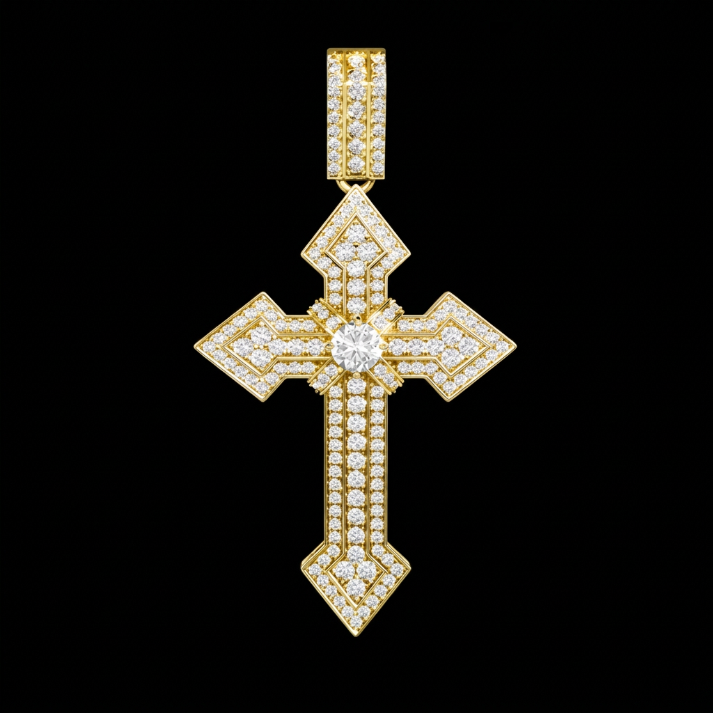 Pointed Pavé Cross Pendant