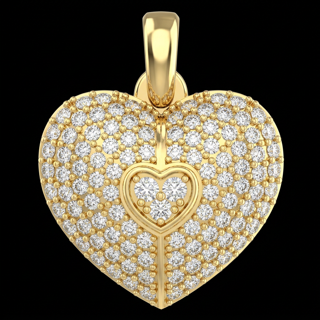 Puffy Pavé Heart Pendant