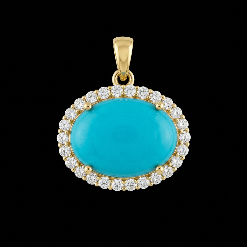 Turquoise Oval Halo Pendant