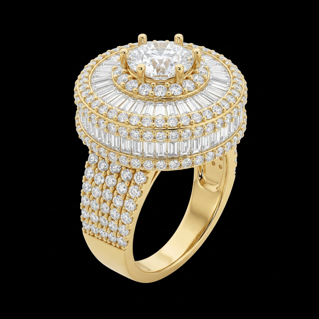 Baguette Halo Pinky Ring
