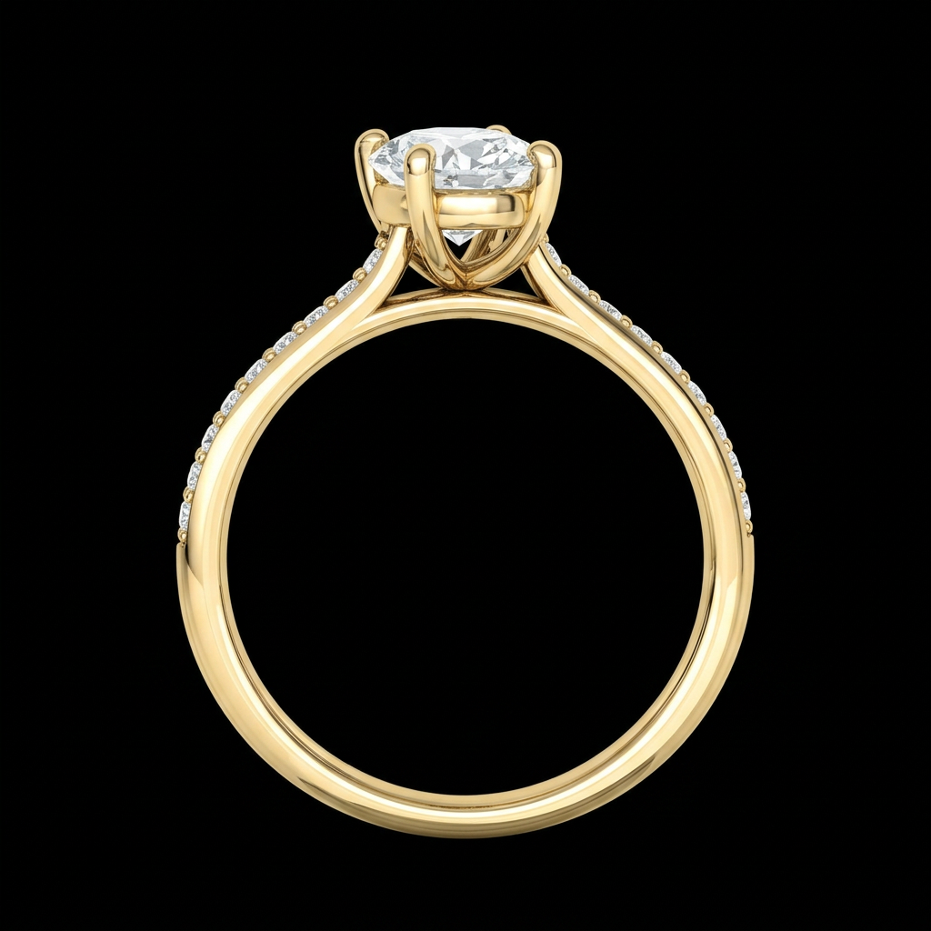 Cathedral Pavé Solitaire Ring