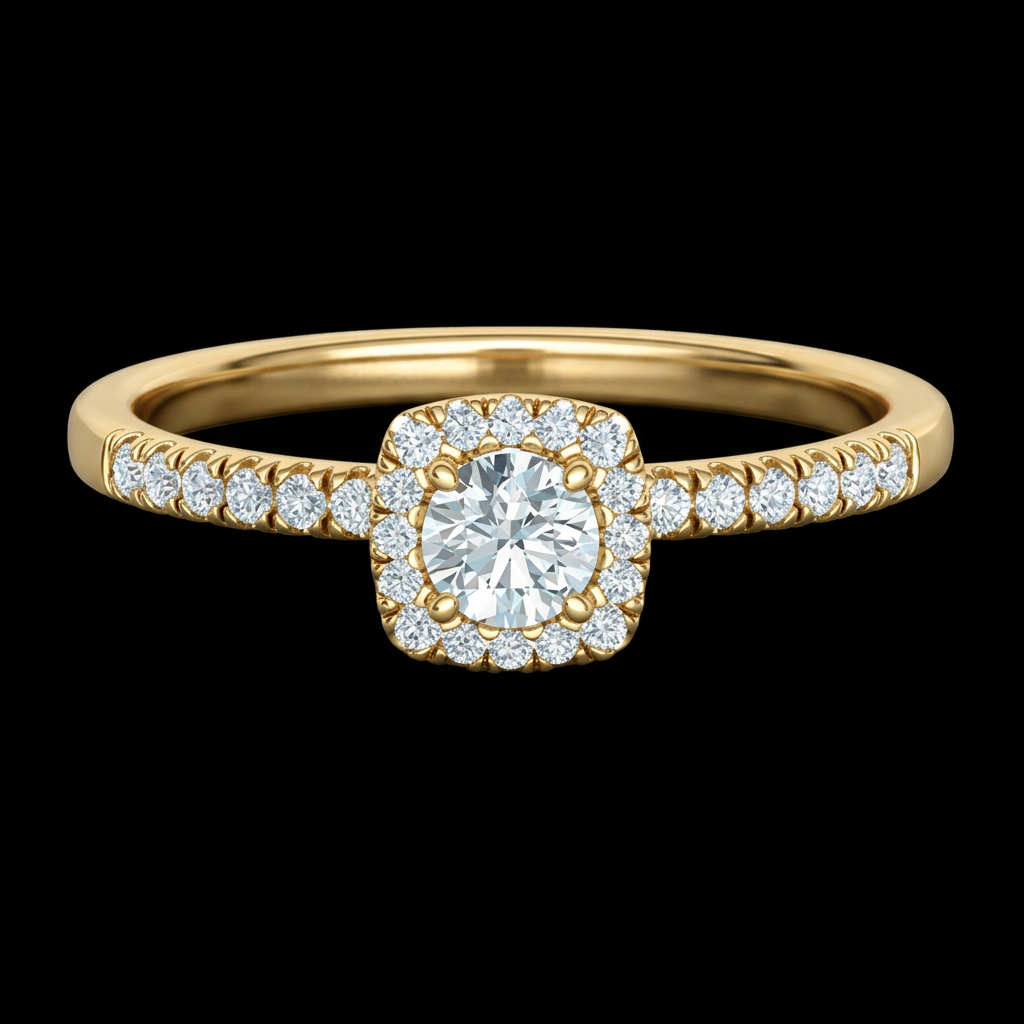 Cushion Halo Engagement Ring