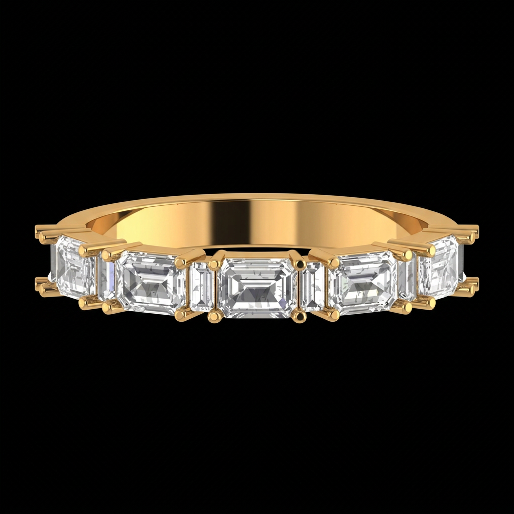 Emerald Cut Half Eternity Band